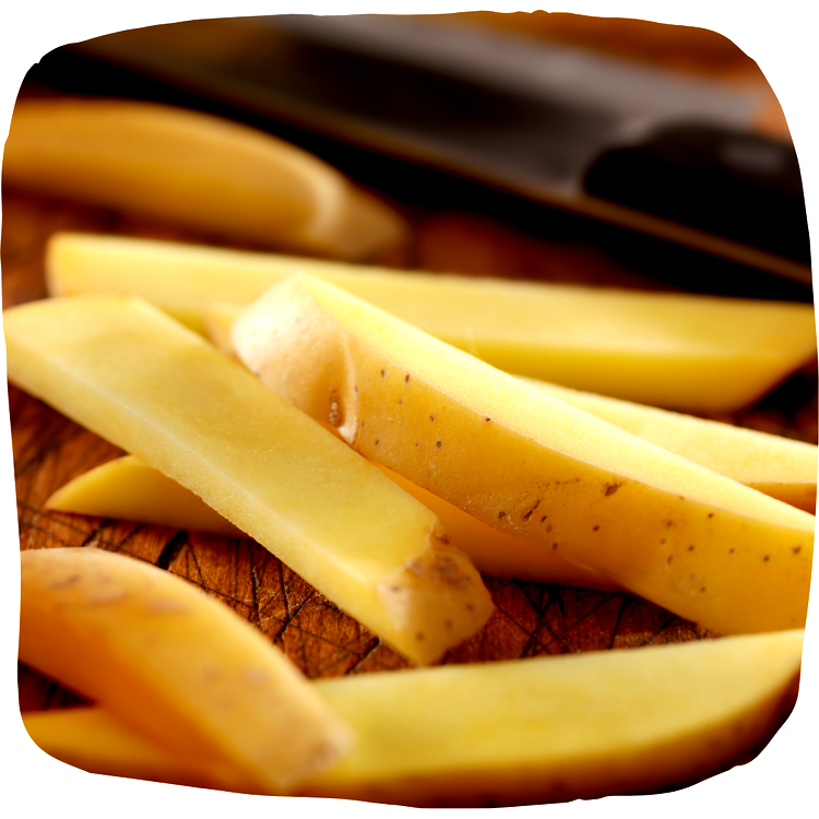 Image of Cut the potato lengthwise into 3/8 inch thick slices. Slice...
